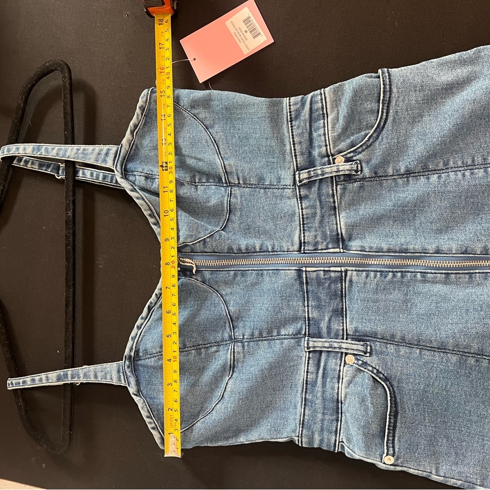 NWT Juicy Couture Denim Sweetheart Neckline mini Dress dark Wash size M NWT - Picture 12 of 13